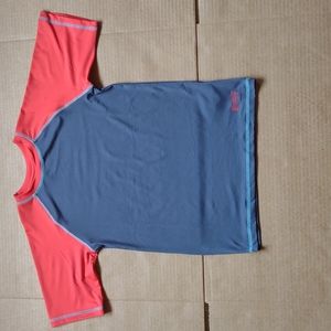 Ocean Gear Short Sleeve Red & Gray Polyester/Spandex Tee Big Boy's Size L 10/12